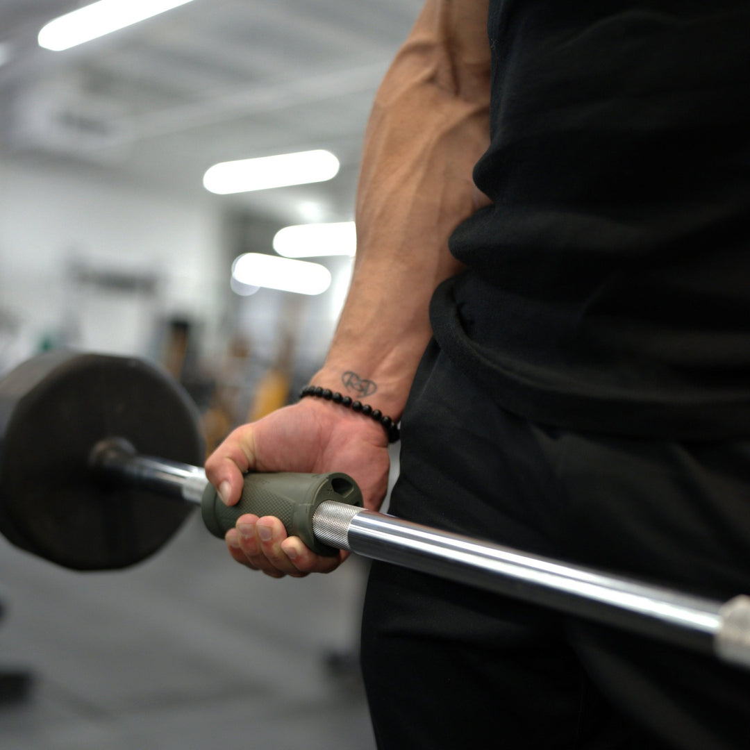 thick grip barbell training attachment - builds grip strength and reduces joint pain during compound lifts